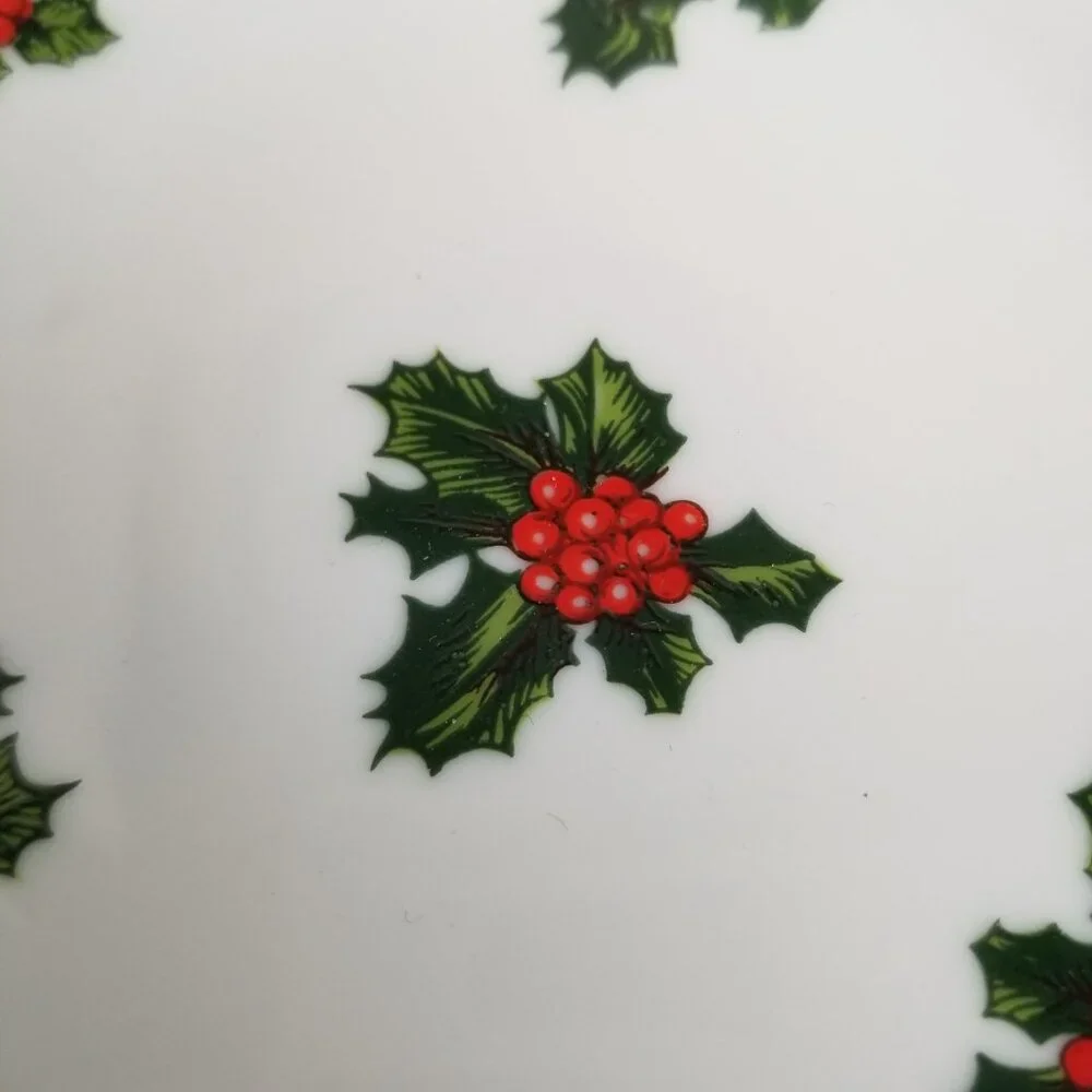 Vintage Lefton Holly Christmas Porcelain Compote Gold Trim Pedestal Japan 7956